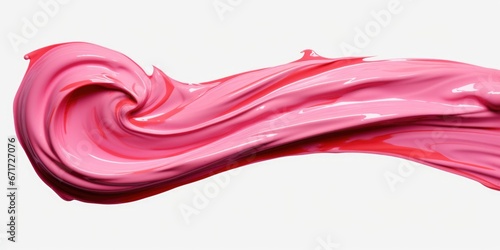 A detailed close-up view of pink paint splattered on a smooth white surface. This image can be used to depict creativity, art, color, abstract concepts, or as a background for design projects.