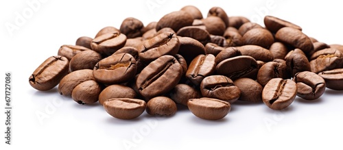 Coffee beans roasted white background