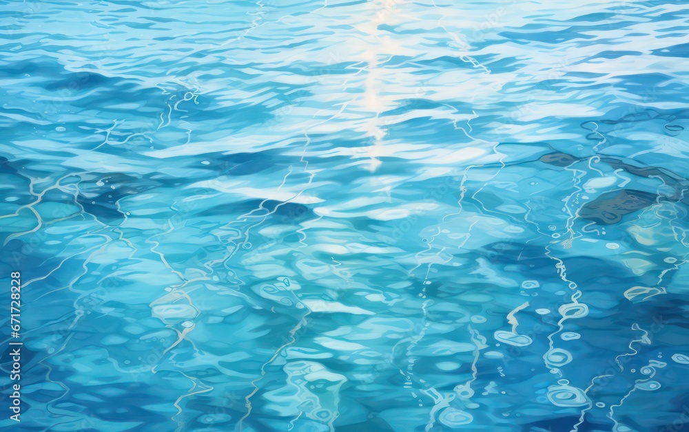 Serene blue water surface, calm and captivating.