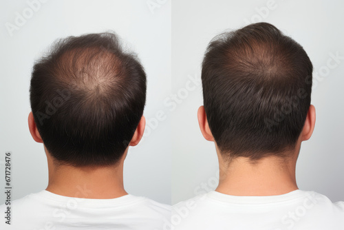 persons hair loss before and after treatment photo