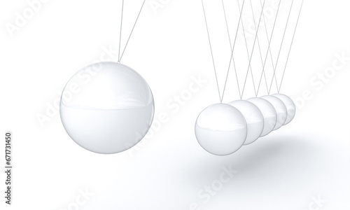 newton cradle white 3d render