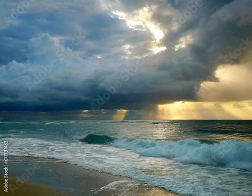 Dramatic Storm Clouds Over the Ocean