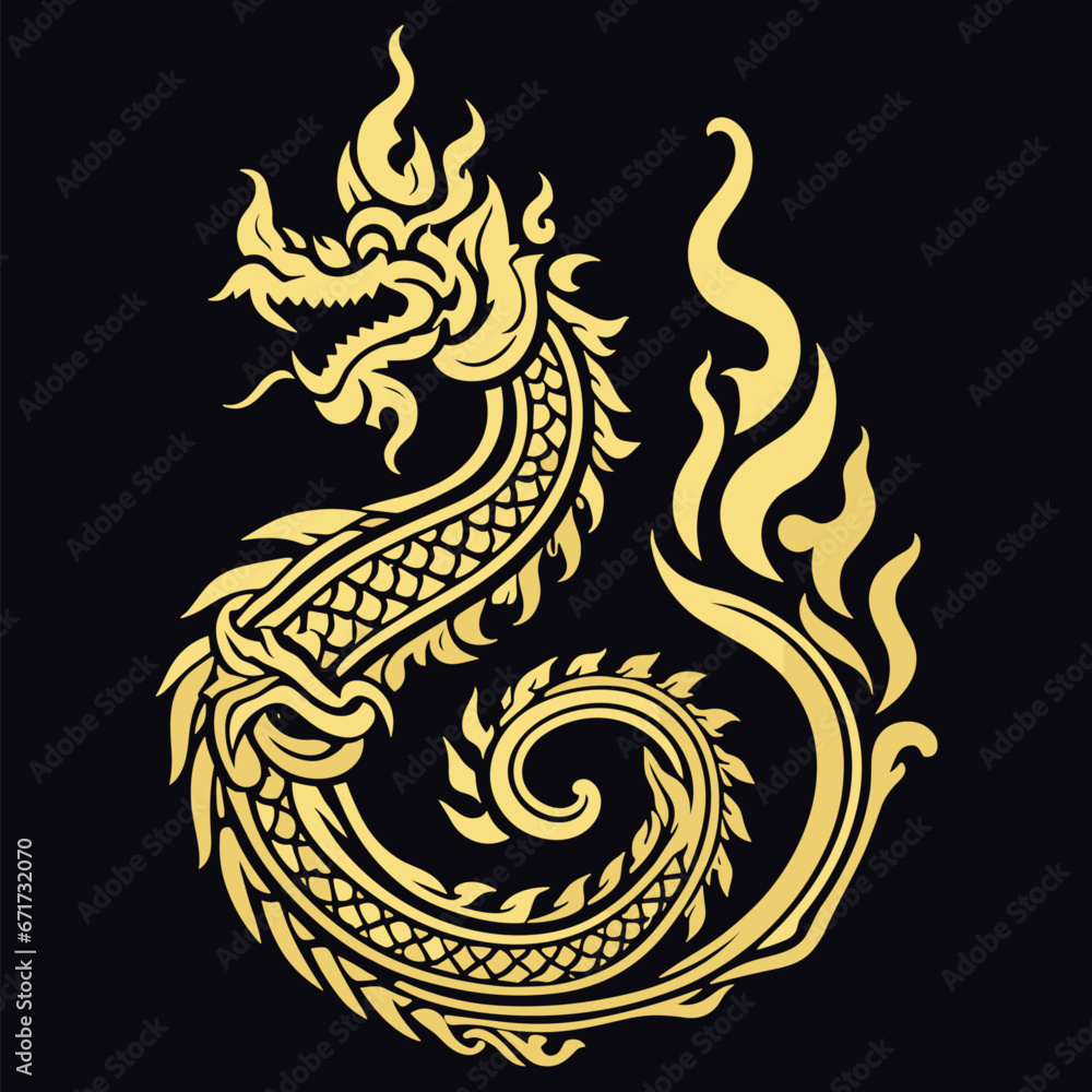 Thai naga, Chinese dragon symbol illustration for the New Year festival 2567 - Vector