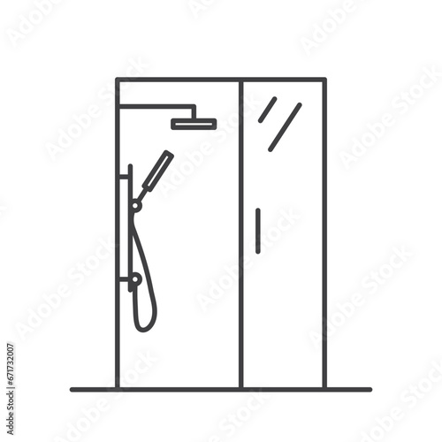 modern shower cabin outline icon - vector illustration