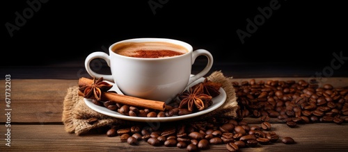 Cinnamon and beans spiced coffee