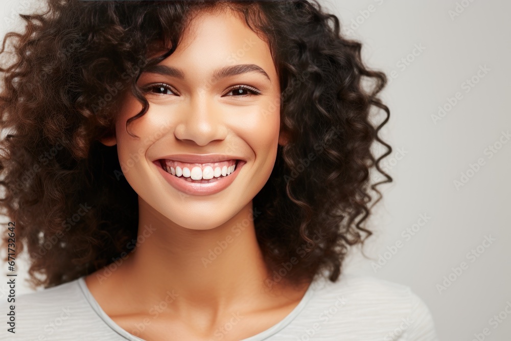 Face of beautiful mixed race woman smiling with white teeth Face of beautiful mixed race woman smiling with white teeth