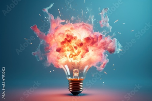 Explosion of a traditional electric bulb photo