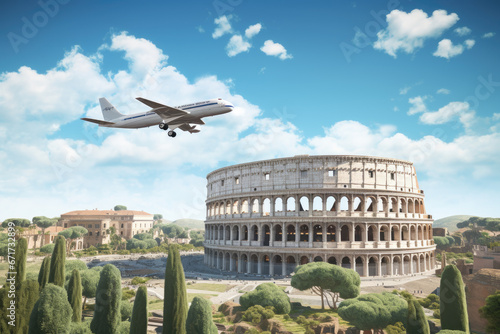 Wallpaper Mural Airbus A320 on a sunny day over Colosseum in Rome Torontodigital.ca