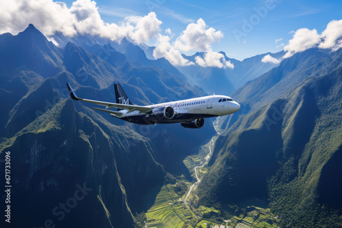Wallpaper Mural Airbus A320 on a sunny day over Machu Picchu Torontodigital.ca