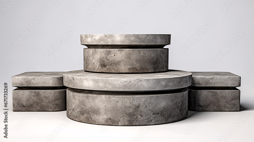 Decorative concrete stands isolated on a pale backdrop. Decorative concrete stands isolated on a pale backdrop.