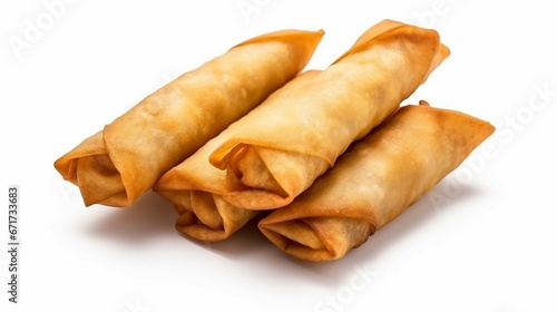 Chinese traditional spring rolls isolated on white background