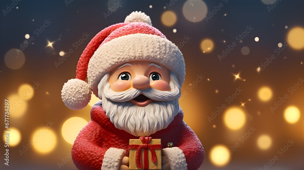 Cute Santa Claus in Christmas Attire with a Snowy Blur Background Cute Santa Claus in Christmas Attire with a Snowy Blur Background