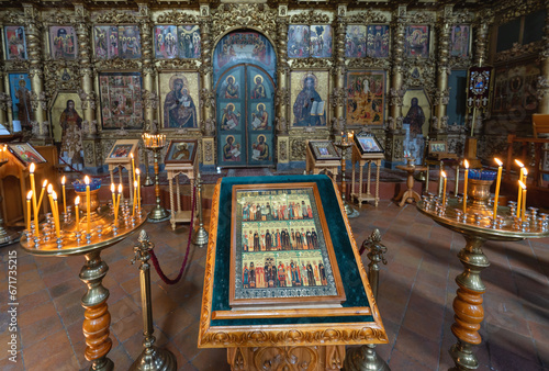 The interior of the Church of the Transfiguration of the Lord and the Praise of the Most Holy Theotokos in the ancient city of Uglich photo