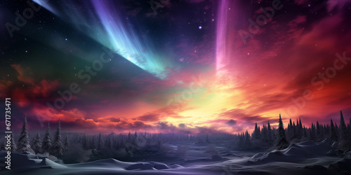 Northern Lights aurora borealis over a Mountain landscape © John