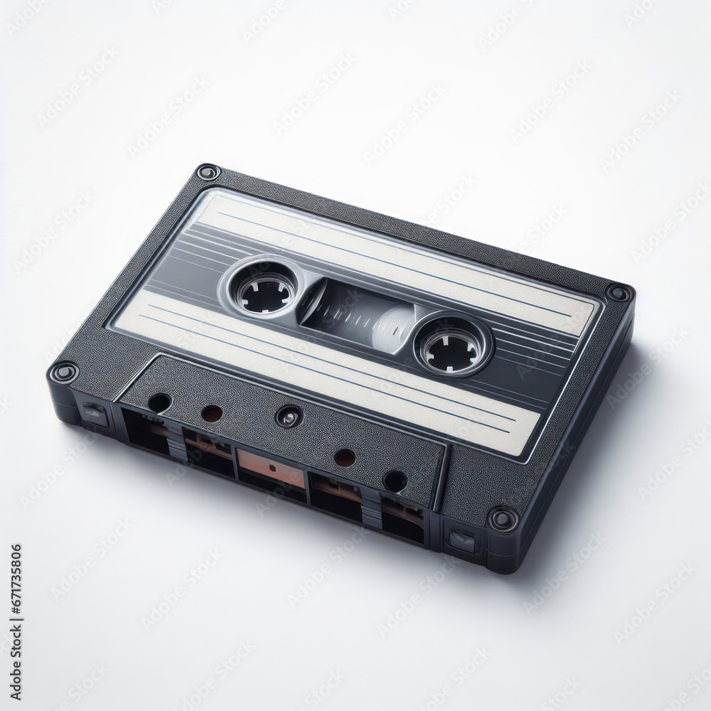 Obraz premium audio cassette tape on isolated white background. ai generative