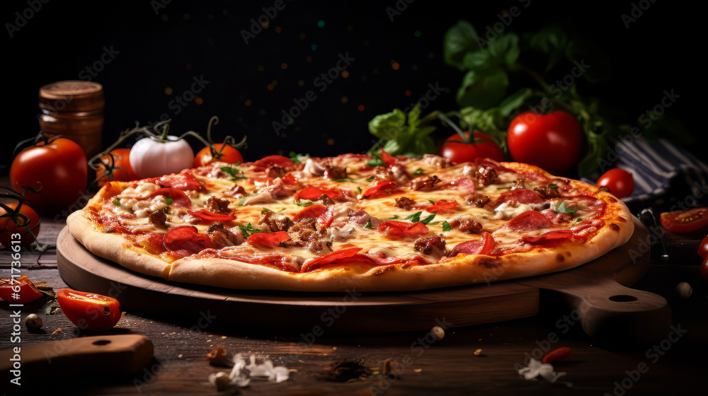 Italian Pizza with tomatoes 