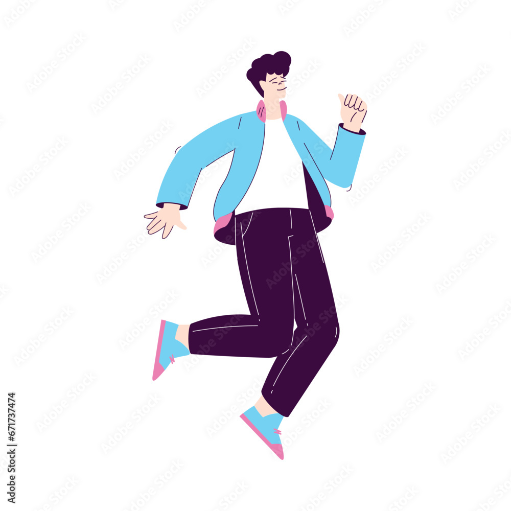 Fototapeta premium Happy Man Character Rejoicing and Cheering Vector Illustration