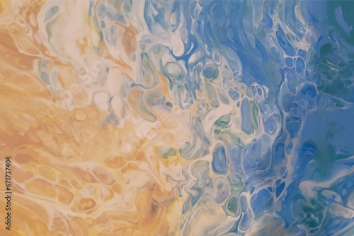 Acrylic painting. Fluid art. Marble texture abstract background. Vector illustration.