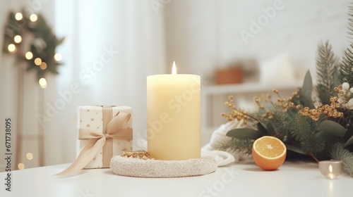 Christmas background with holiday candles