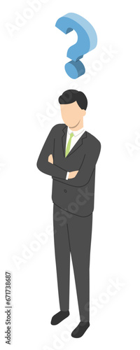 会社員男性　疑問　アイソメトリック