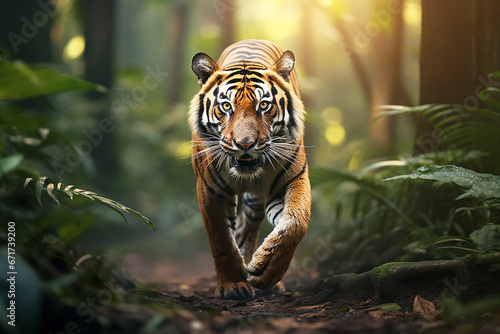 Adult wild beautiful tiger walking and hunting in nature © Ksenia Belyaeva