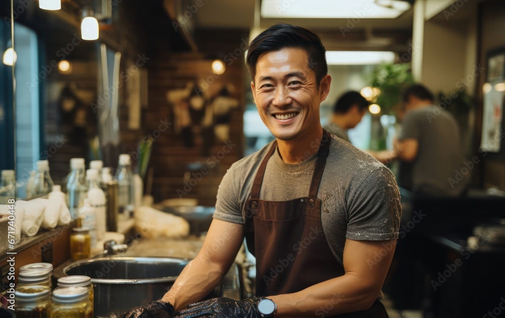 Asian Male Manicurist Industry Lifestyle Setting Generative AI