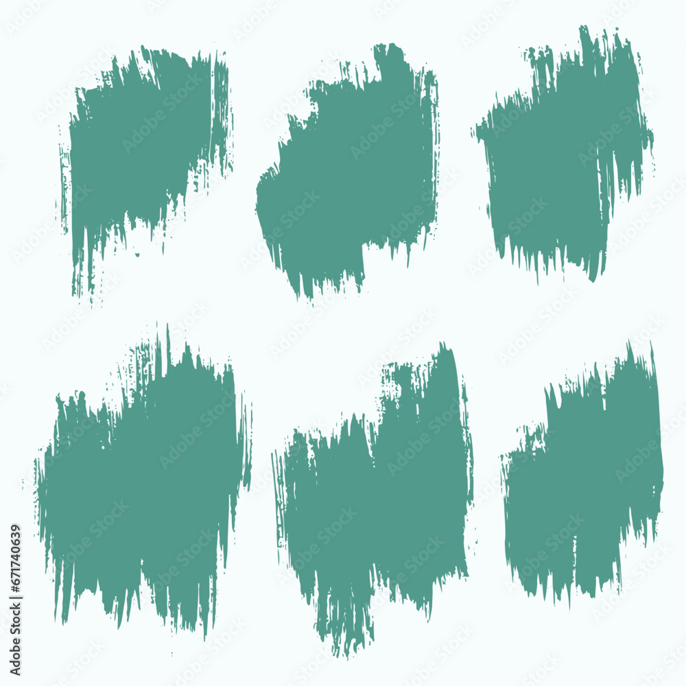 Collection of green grunge brush stroke