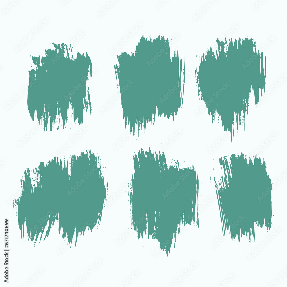 Grunge effect green ink brush stroke collection