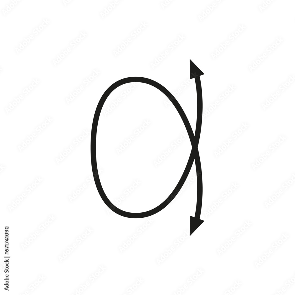 Curved thin double ended arrow. Dual arrow. Loop shape with frame. Hand drawing style. Vector symbol. Curved thin double ended arrow. Dual arrow. Loop shape with frame. Hand drawing style. Vector symbol.