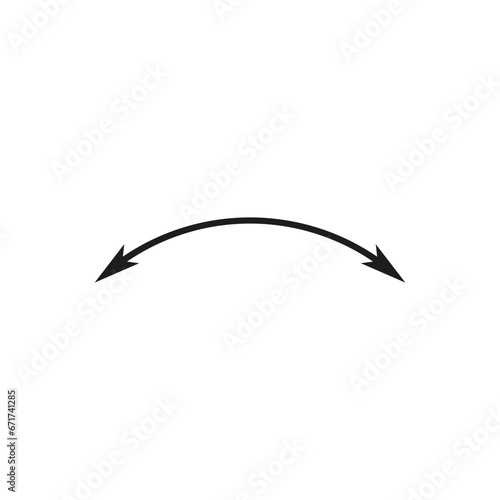 Dual semi circle arrow. Vector illustration. Semicircular curved thin long double ended arrow.	

