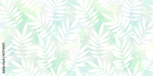 Leaves Pattern. Watercolor leaves seamless vector background, jungle print textured