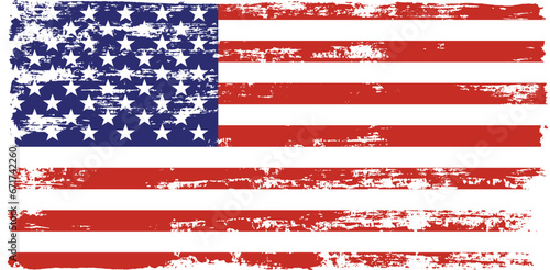 Grunge USA Flag. American flag brush paint texture. Distressed US symbol, United States flag Vector Illustration for Celebration Holiday 4 of July American President Day, star and stripes.