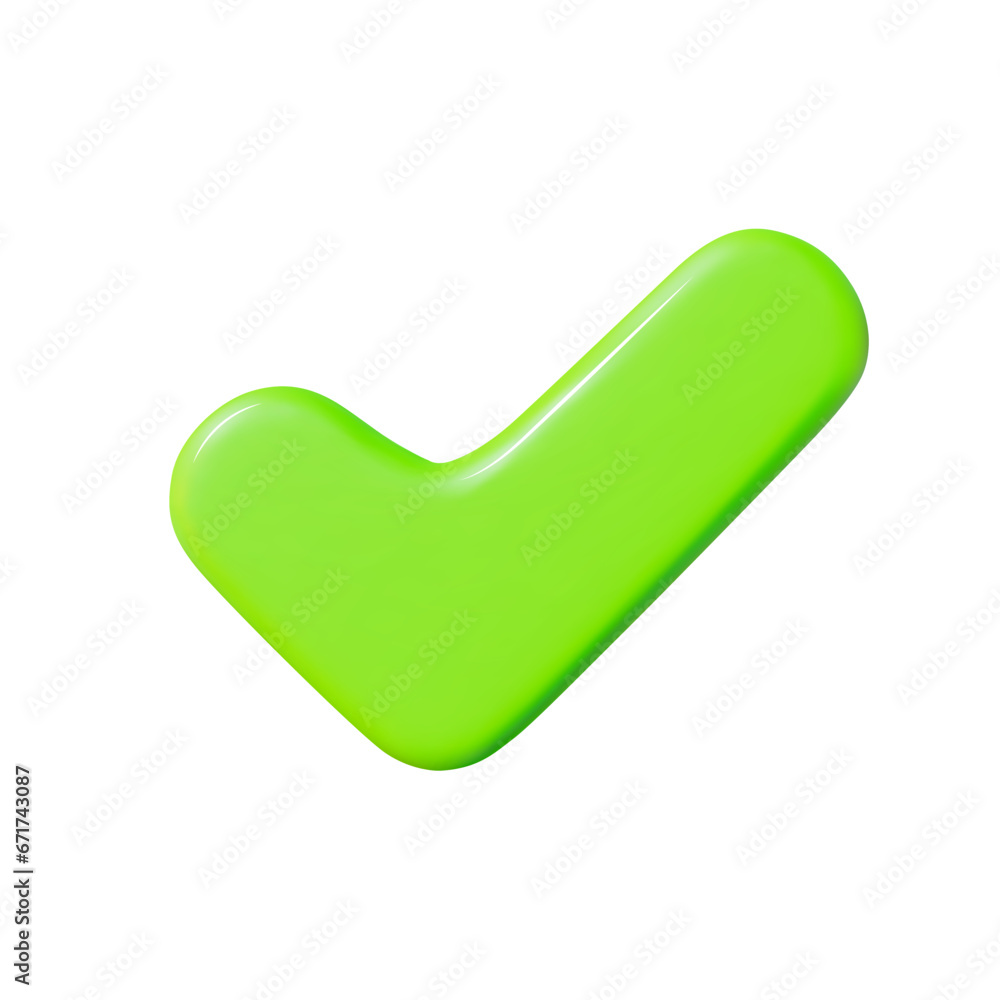 3d green check mark icon. Cartoon style. Stock vector illustration on isolated background.. 3d green check mark icon. Cartoon style. Stock vector illustration on isolated background..