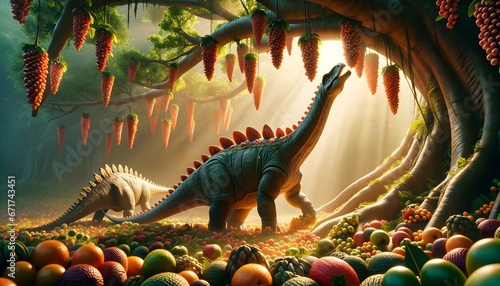 Realistic Dinosaurs Scene