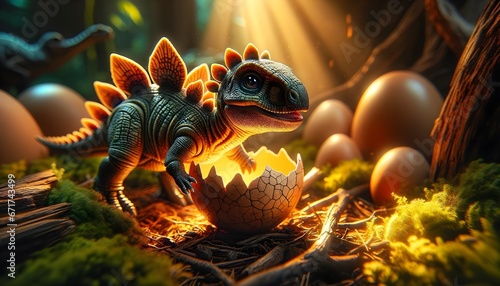 Realistic Dinosaurs Scene