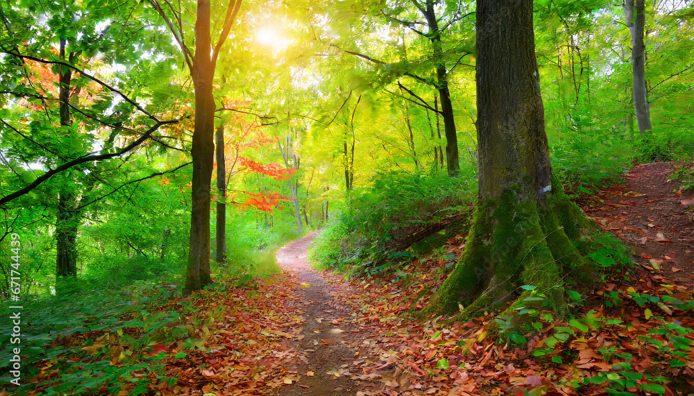 Forest Trail with Vibrant Foliage