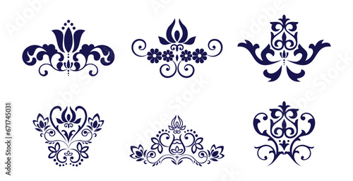 Classic ornament frame, Vintage border illustration, Set of Vintage flower element
