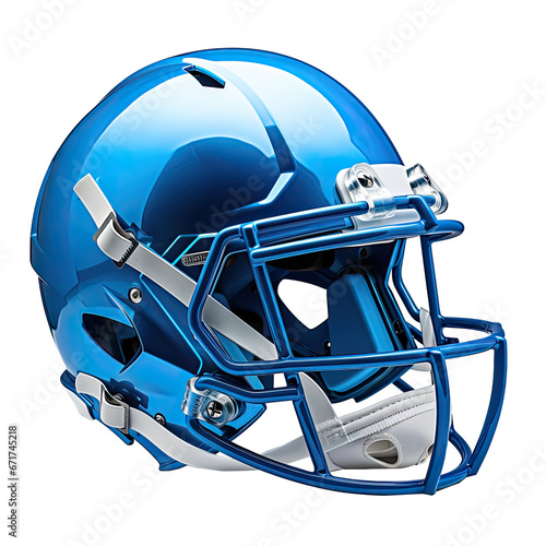 modern blue football safety helmet, sports protection for the head. Isolated on a transparent background. PNG, cutout, or clipping path.