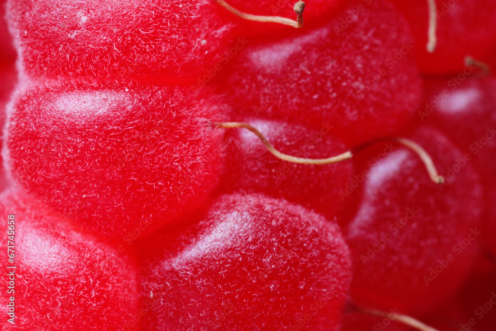 Texture of fresh ripe raspberry, macro view Texture of fresh ripe raspberry, macro view