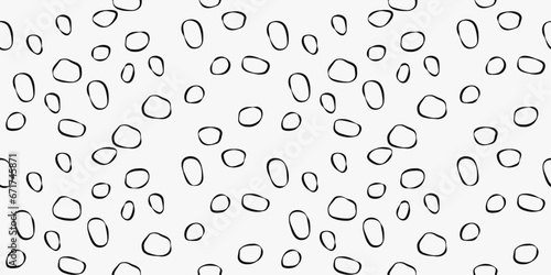 Abstract simple rings, white background and rings scattered across the canvas. Vector pattern for print, design, notebooks, pillows, textiles.