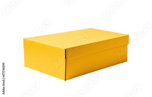 an yellow cardboard box, a mock-up delivery box, isolated on a transparent background, with PNG, cutout, or clipping path