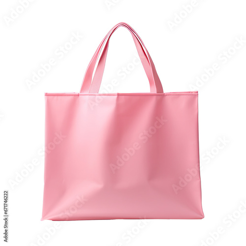 single pink shopping bag mockup. Commercial product advertisement, space for text. Isolated on a transparent background. PNG cutout or clipping path.