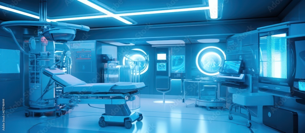 Equipment and medical devices in modern operating room. Equipment and medical devices in modern operating room.