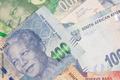 South African money rand banknotes. photo