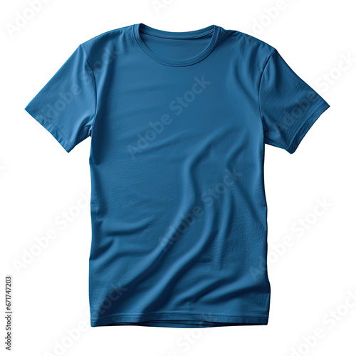 blue blank t-shirt template mockups men's half-sleeve fashion design, high quality. Isolated on a transparent background. PNG cutout or clipping path.