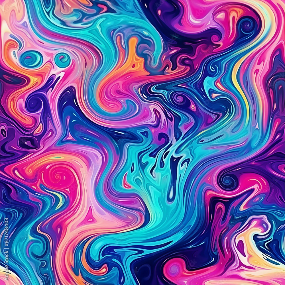 Obraz premium Acid Washed Psychedelic Liquid Swirls Pattern
