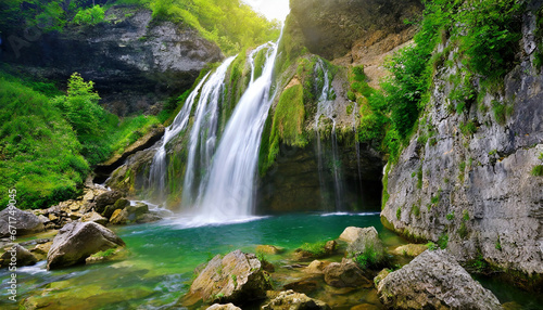 Cascading Waterfall Amidst Rocks