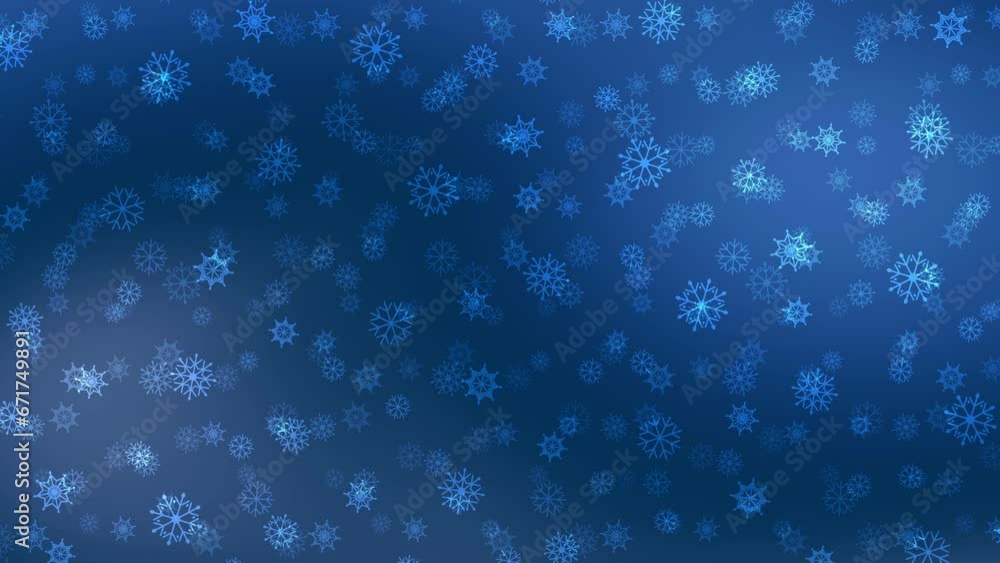 Snow crystals flakes winter freeze ice particle background. Looping 4k video animation. Snowfall on blue blue background Snow crystals flakes winter freeze ice particle background. Looping 4k video animation. Snowfall on blue blue background