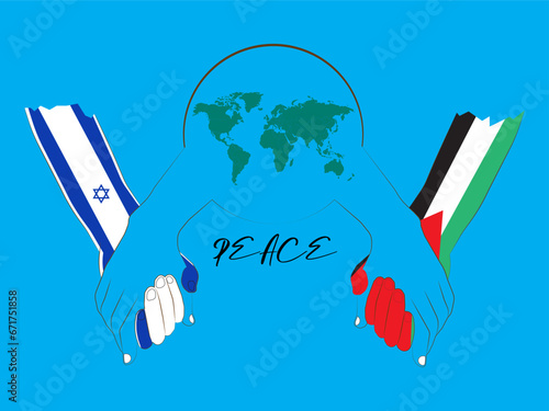 Israeli–Palestinian peace process concept. Relationship between Israel and Palestine.