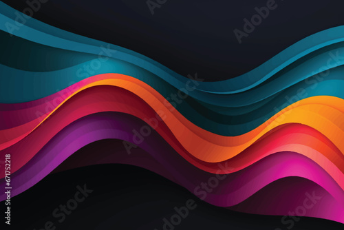 Colorful wavy background with paper cut style photo